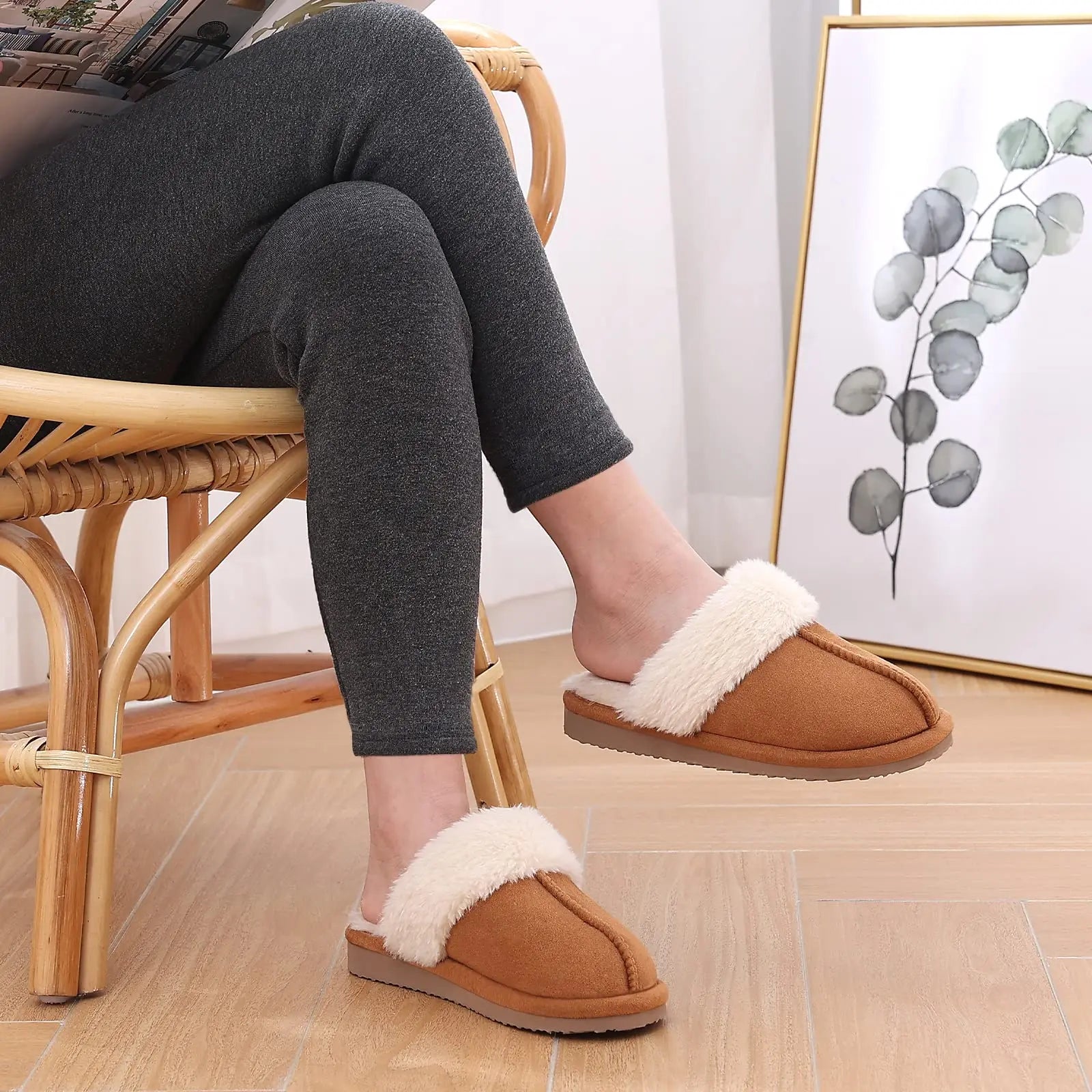 Women's Fuzzy Memory Foam Slippers - Plush Winter House Shoes for Indoor and Outdoor Use with Excellent Comfort and Support